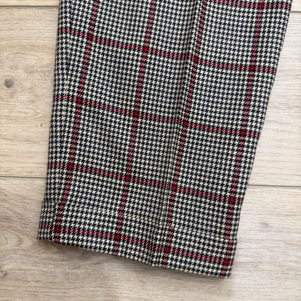Vintage 100% Wool Pleated Slacks Plaid Houndstooth Academia Trousers Twee 6 - Picture 8 of 14